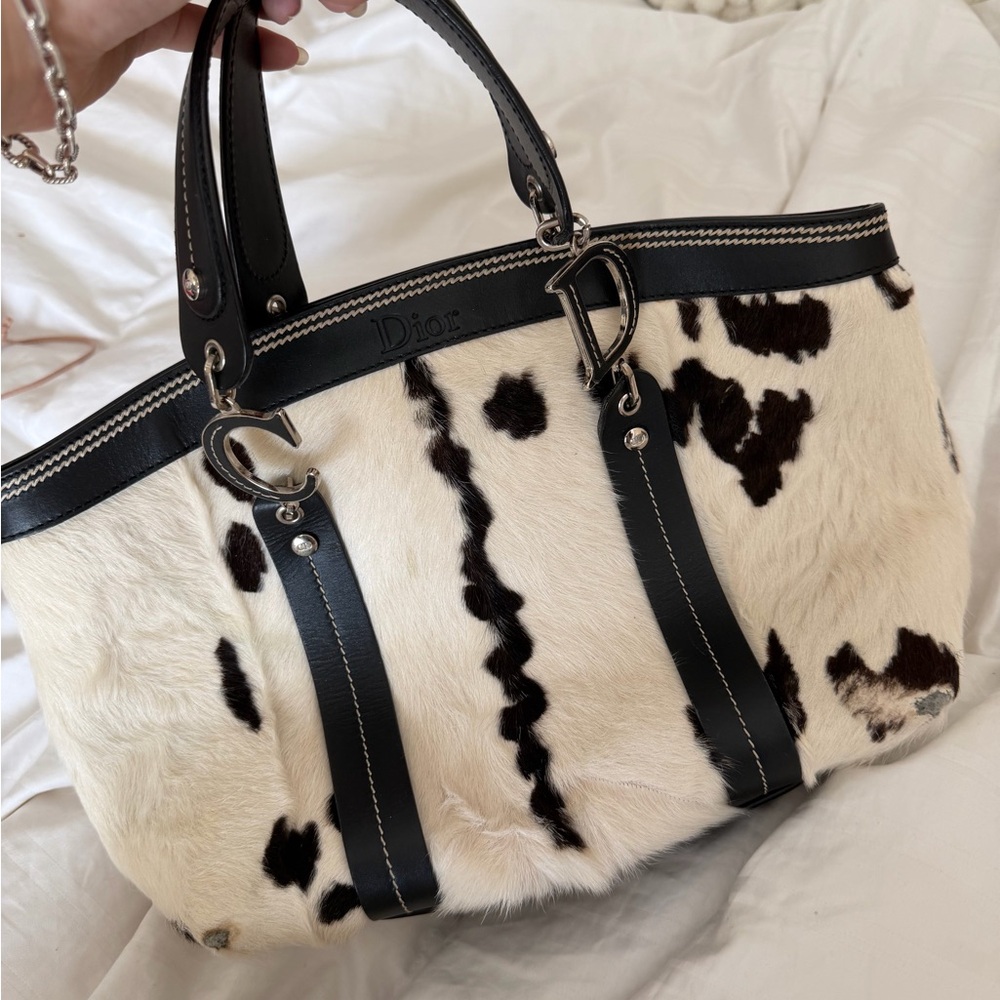 Dior Black and White Cow Pony-hair Bag